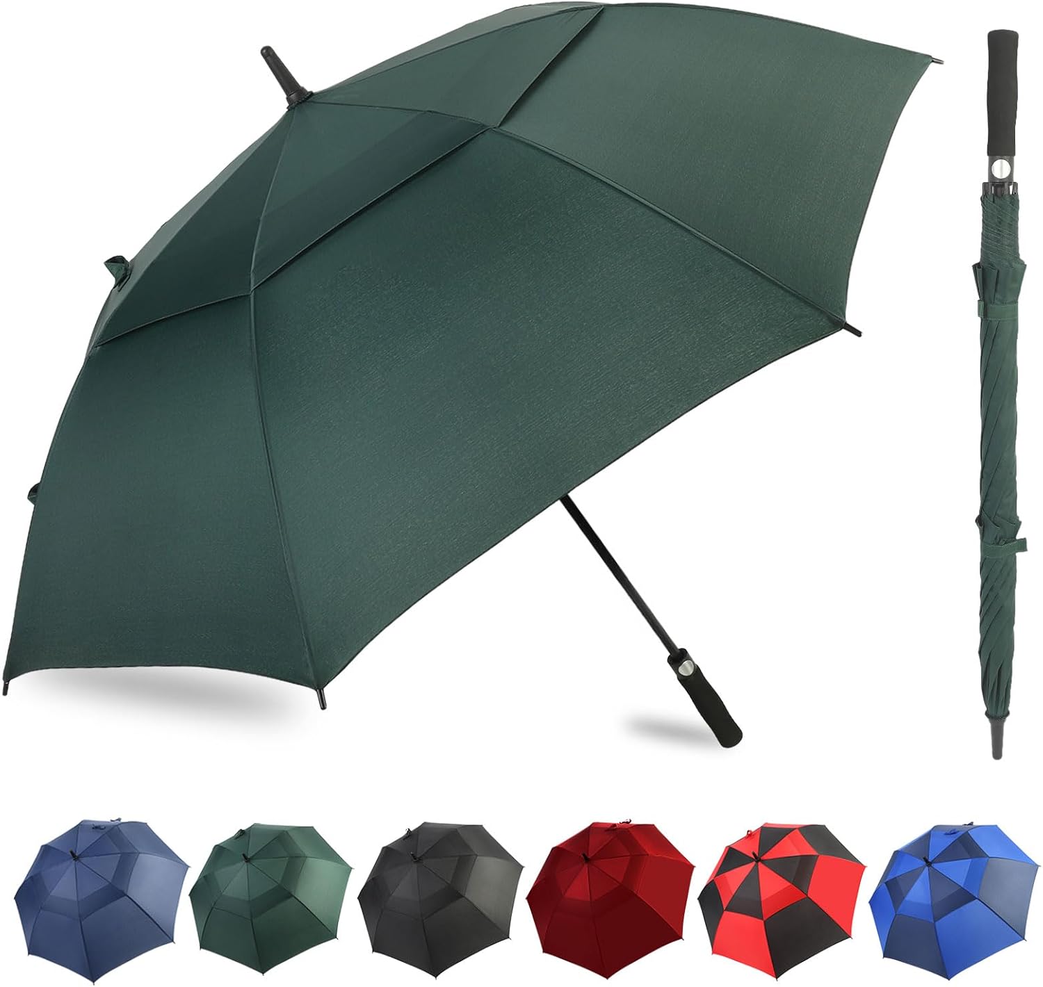 Automatic Open Extra Large Golf Umbrella Windproof Heavy Duty Large Umbrellas for Rain, Oversize Double Canopy Vented Stick Umbrellas for Golf and Outdoor Sports