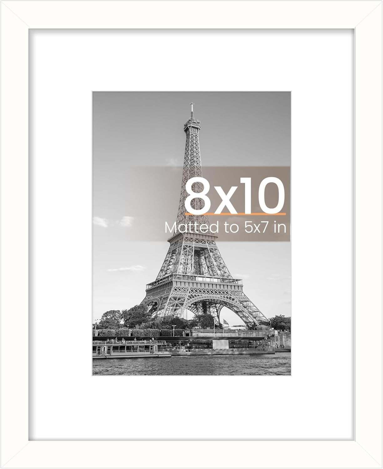 upsimples 8x10 Picture Frame, Display Pictures 5x7 with Mat or 8x10 Without Mat, Wall Hanging Photo Frame, Black, 1 Pack