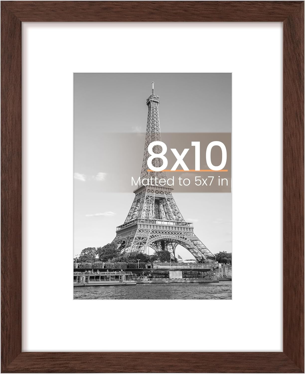upsimples 8x10 Picture Frame, Display Pictures 5x7 with Mat or 8x10 Without Mat, Wall Hanging Photo Frame, Black, 1 Pack