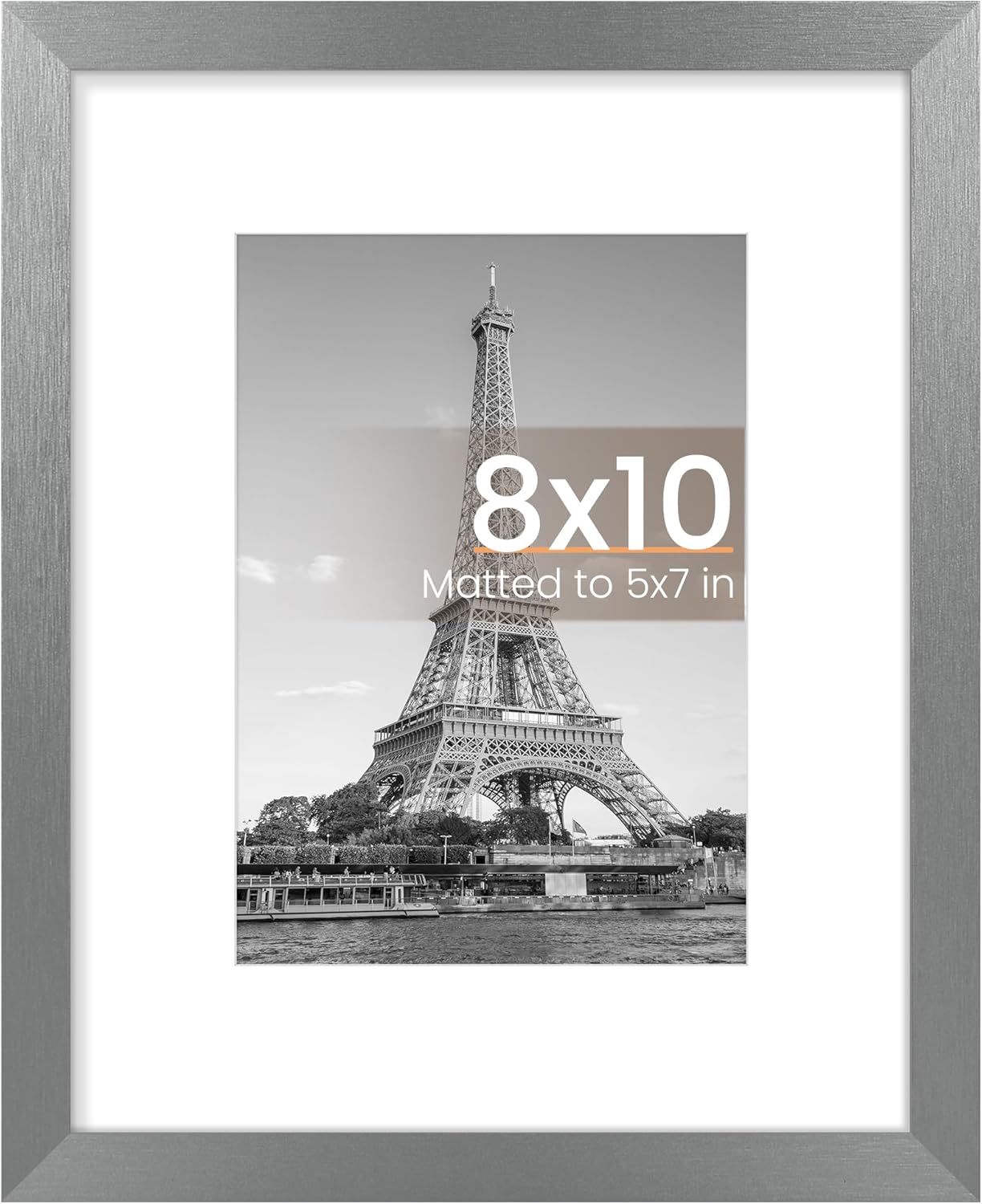 upsimples 8x10 Picture Frame, Display Pictures 5x7 with Mat or 8x10 Without Mat, Wall Hanging Photo Frame, Black, 1 Pack