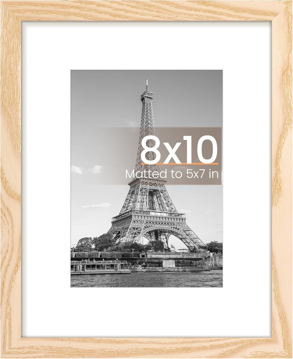 upsimples 8x10 Picture Frame, Display Pictures 5x7 with Mat or 8x10 Without Mat, Wall Hanging Photo Frame, Black, 1 Pack