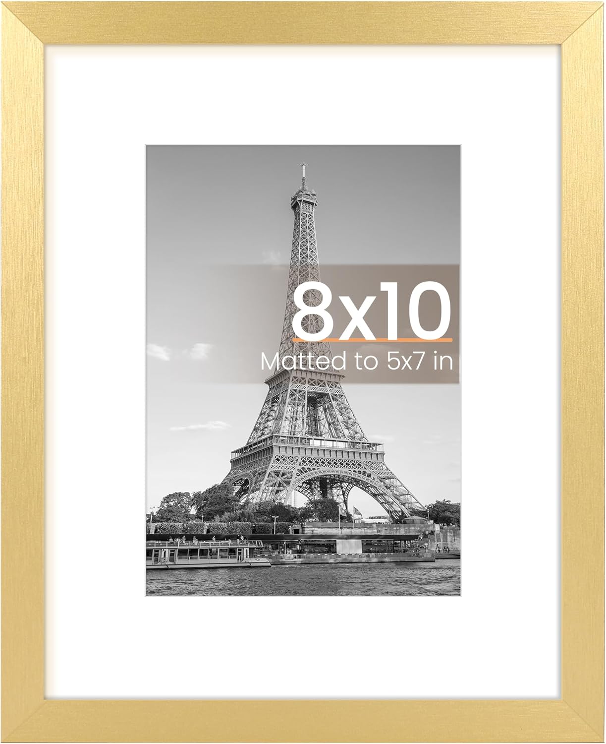 upsimples 8x10 Picture Frame, Display Pictures 5x7 with Mat or 8x10 Without Mat, Wall Hanging Photo Frame, Black, 1 Pack