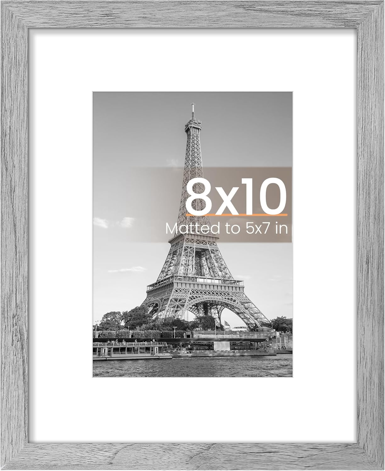 upsimples 8x10 Picture Frame, Display Pictures 5x7 with Mat or 8x10 Without Mat, Wall Hanging Photo Frame, Black, 1 Pack