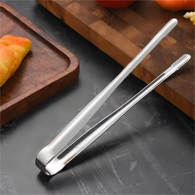 Stainless Steel Grill Tongs Food Clip BBQ Steak Clip Bread Tong Cooking Utensils Party Non-Slip Kitchen Gadgets Accessories