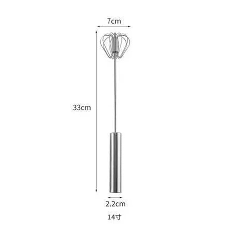 Household Semi-automatic Rotating Egg Beater 304 Stainless Steel Hand-held Mixer Kitchen Tool