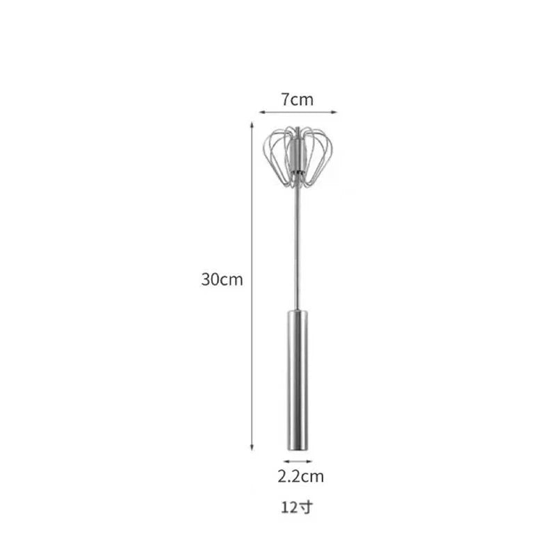 Household Semi-automatic Rotating Egg Beater 304 Stainless Steel Hand-held Mixer Kitchen Tool