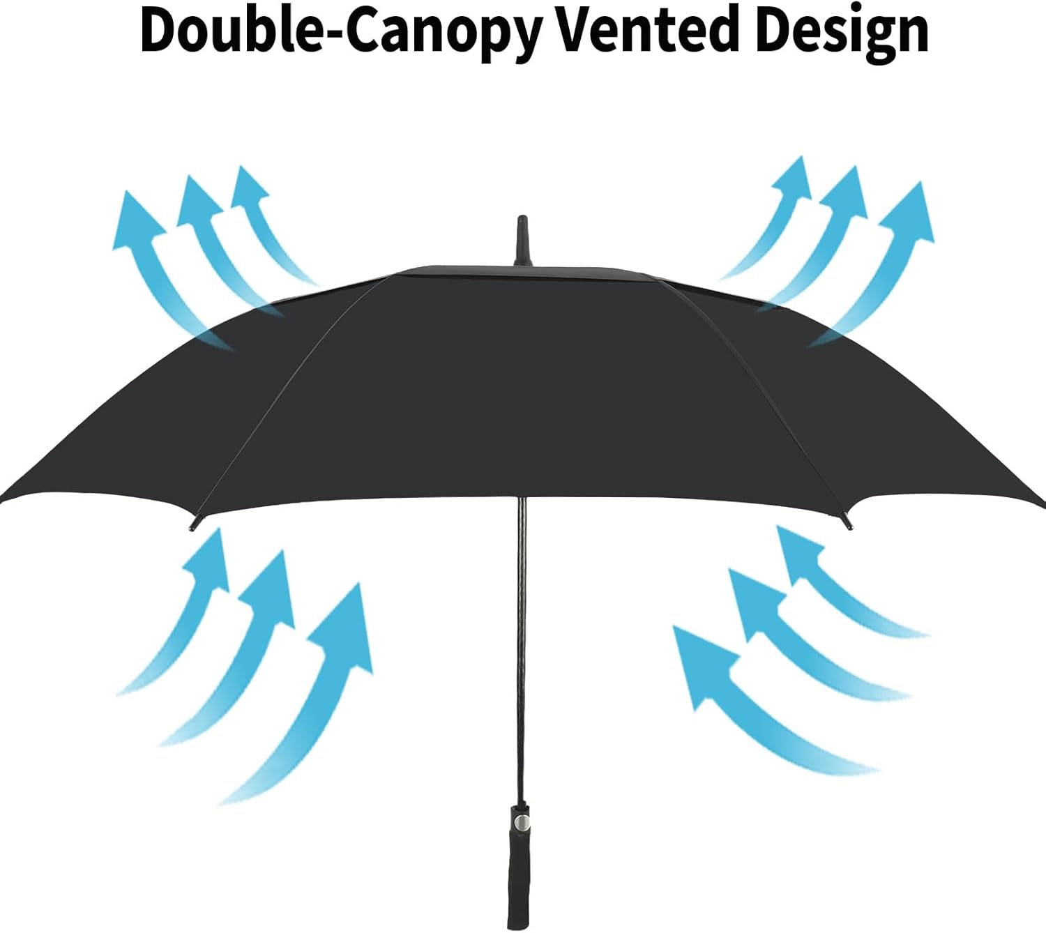 Automatic Open Extra Large Golf Umbrella Windproof Heavy Duty Large Umbrellas for Rain, Oversize Double Canopy Vented Stick Umbrellas for Golf and Outdoor Sports