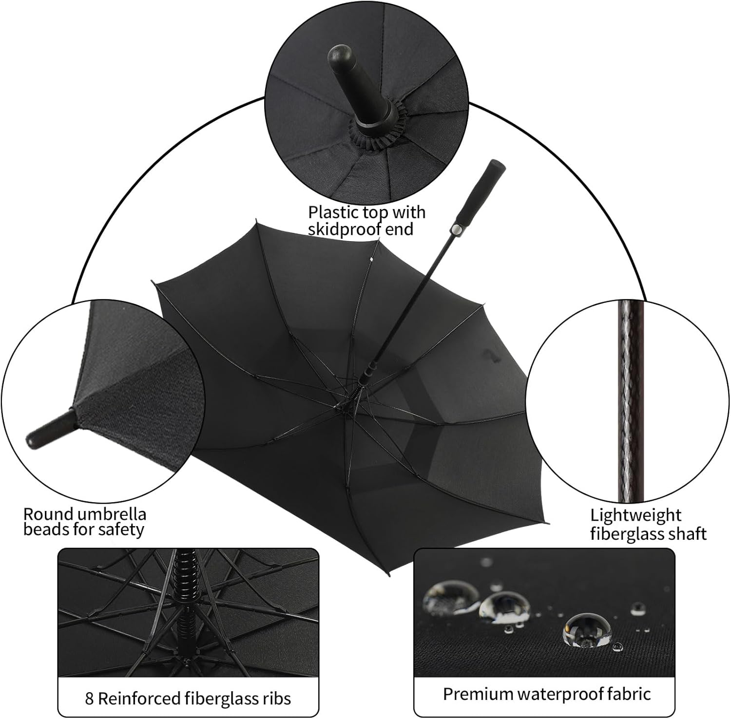 Automatic Open Extra Large Golf Umbrella Windproof Heavy Duty Large Umbrellas for Rain, Oversize Double Canopy Vented Stick Umbrellas for Golf and Outdoor Sports