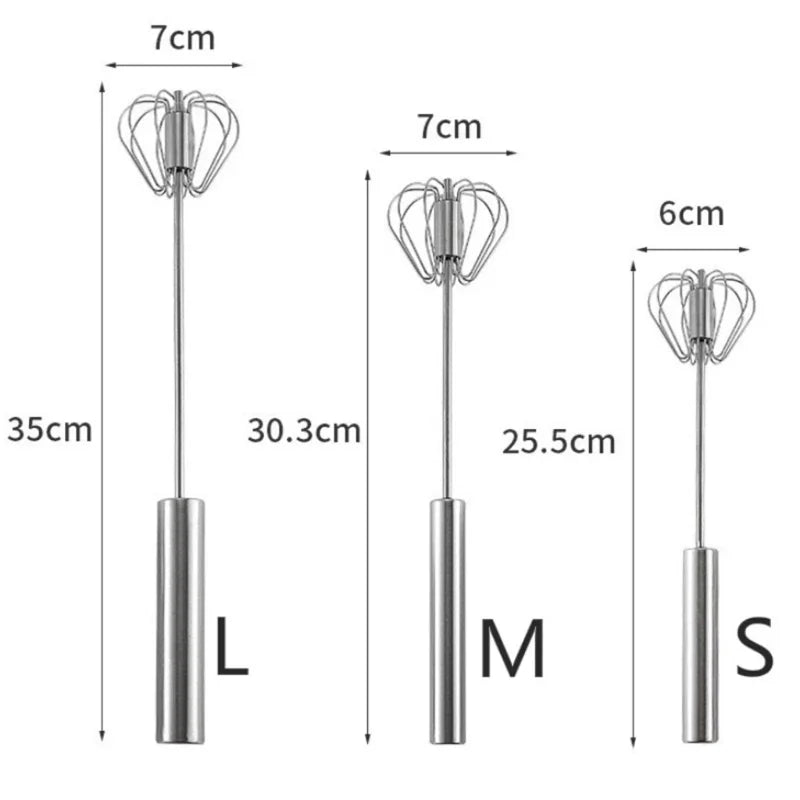 Household Semi-automatic Rotating Egg Beater 304 Stainless Steel Hand-held Mixer Kitchen Tool