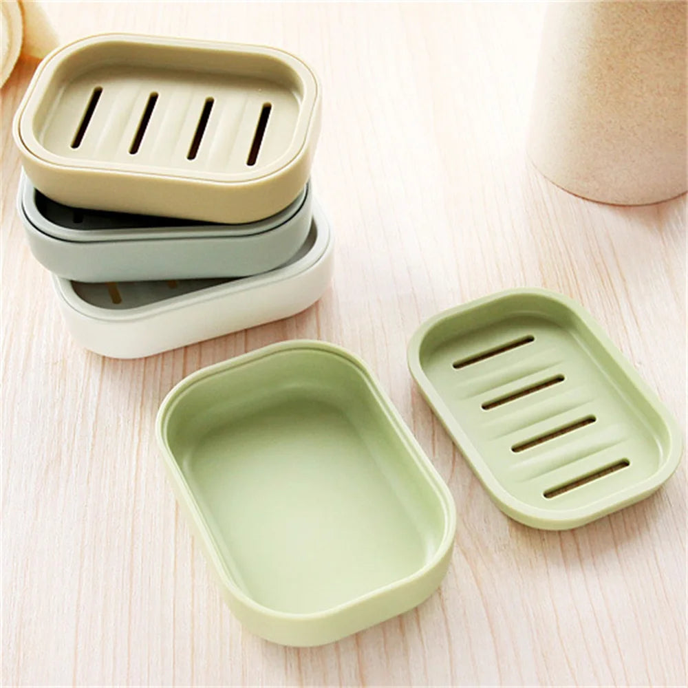 Portable Soap Dishes Double-layer Plastic Soap Box Household Bathroom Drain Soap Tray Bathroom Soap Box With Cover