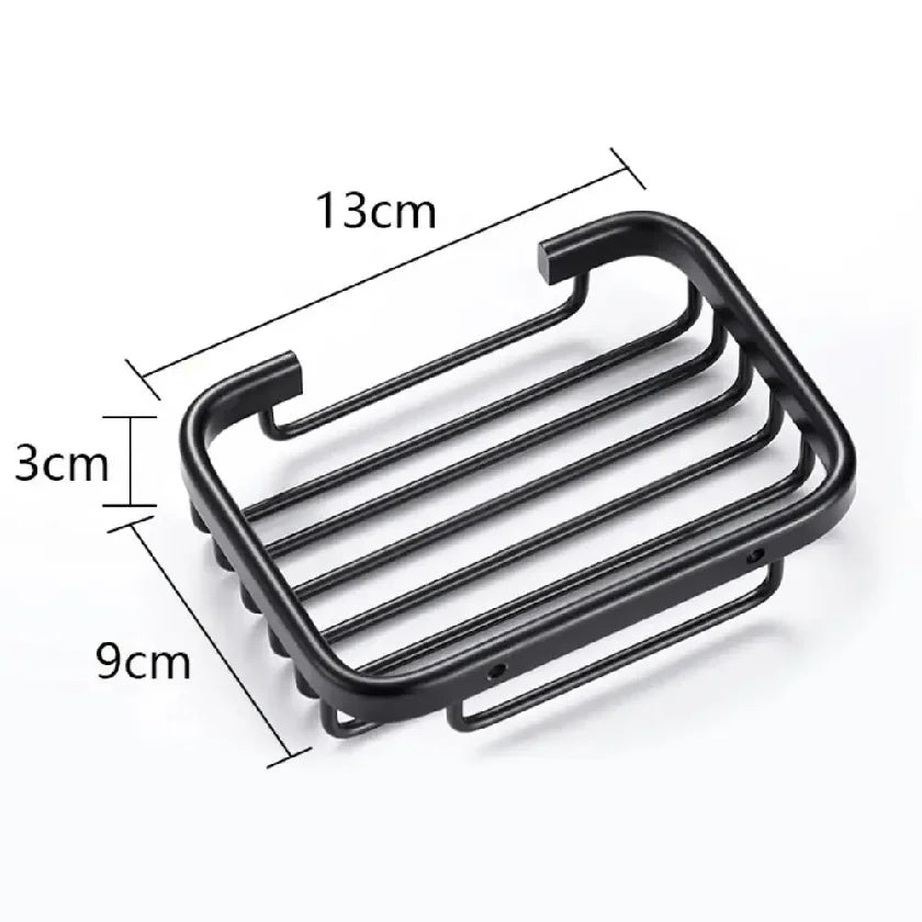 Drill Free Wall-mounted Soap Holder Sponge Dish Holder No Drilling Aluminum Adhesive Soap Dish Holder Rack Metal Soap Holder