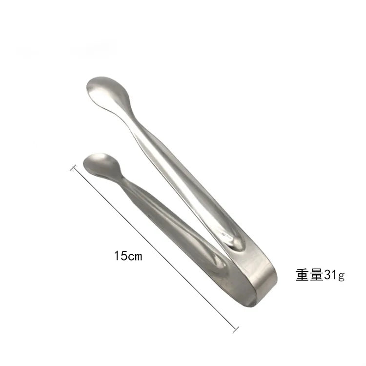 Stainless Steel Ice Tongs Coffee Sugar Cubes Small Clips BBQ Meat Tong BBQ Bread Food Clamp Wedding Birthday Party Kitchen Tools