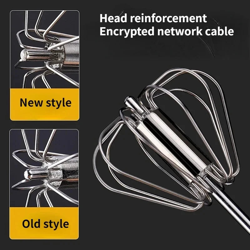 Household Semi-automatic Rotating Egg Beater 304 Stainless Steel Hand-held Mixer Kitchen Tool