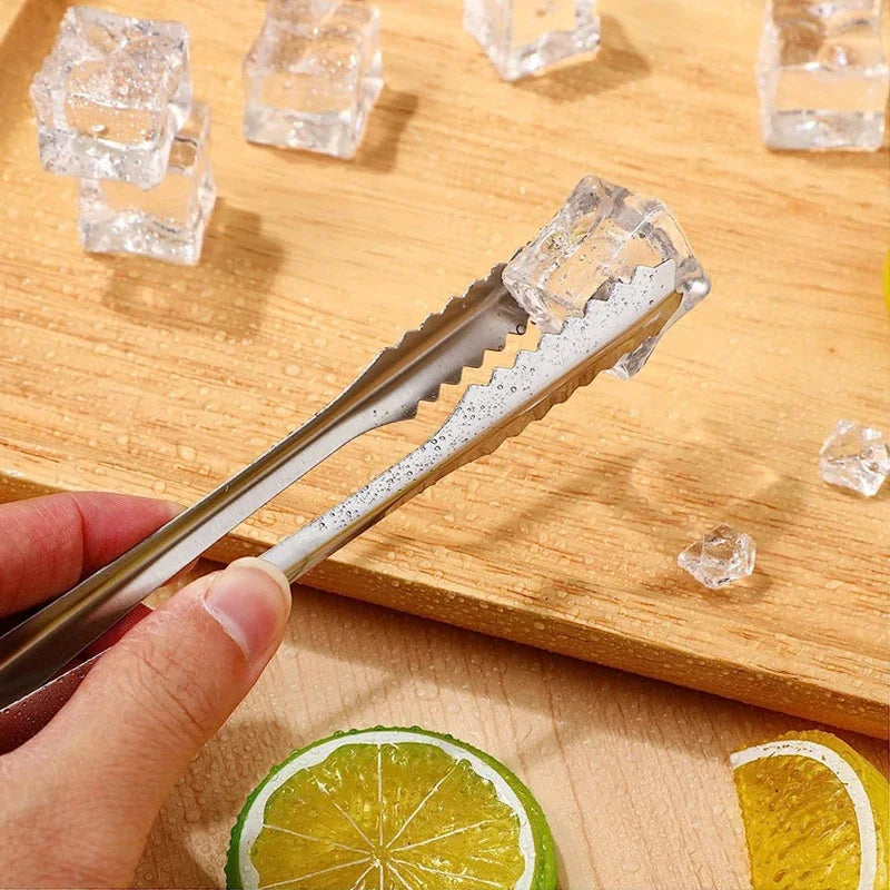 Stainless Steel Ice Tongs Coffee Sugar Cubes Small Clips BBQ Meat Tong BBQ Bread Food Clamp Wedding Birthday Party Kitchen Tools