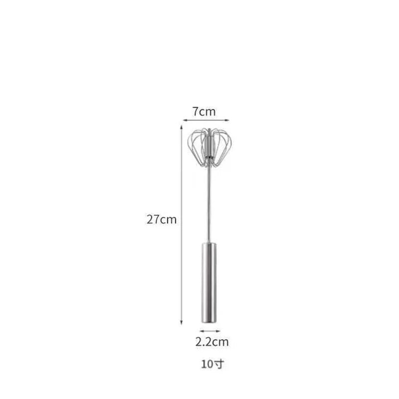 Household Semi-automatic Rotating Egg Beater 304 Stainless Steel Hand-held Mixer Kitchen Tool