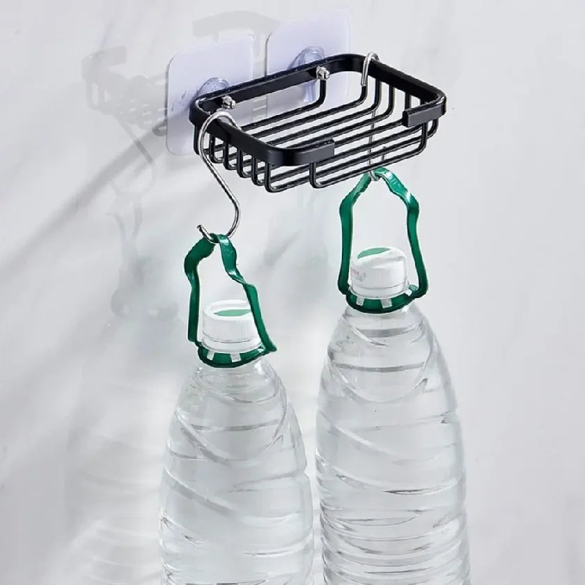 Drill Free Wall-mounted Soap Holder Sponge Dish Holder No Drilling Aluminum Adhesive Soap Dish Holder Rack Metal Soap Holder